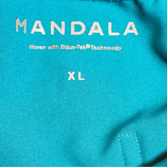 Mandala Teal Scrub Pants XL Pull On Stretch Athleisure Workwear - Picture 7 of 9